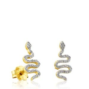 Tous Serpent Gold Gem Power Earrings with Diamonds